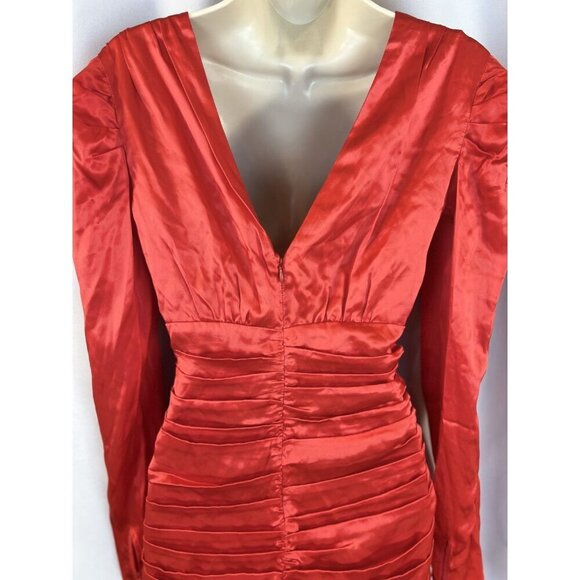 NWT NICHOLAS Gathered Party Dress in Scarlet Red $698 - Picture 8 of 14